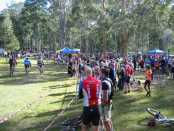 the finish crowd yells encouragement - or a bagging - tony fathers